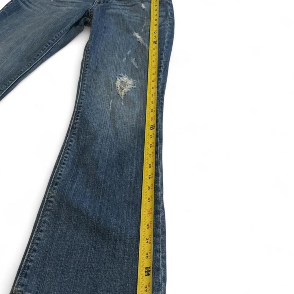 Express Flare Jeans Women 8R Blue Distressed Low Rise Y2K Denim - Picture 3 of 8
